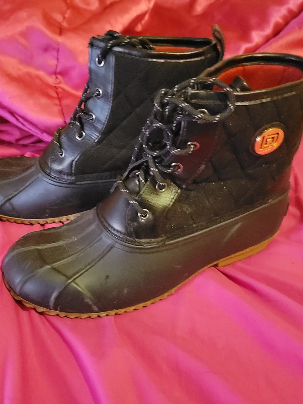 Liz Claiborne Black Quilted Lace-Up Rain Snow Boots 10